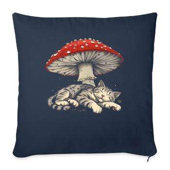 Cottagecore Esthétique Dormir Chat Gris Pil - Housse de coussin décorative 45 x 45 cm - bleu marine - Devant