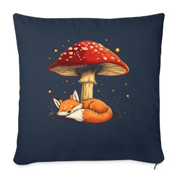 Cottagecore Aesthetic Sleeping Fox Mushroom Witchy - Sofa pillowcase 17,3'' x 17,3'' (45 x 45 cm) - navy - Front
