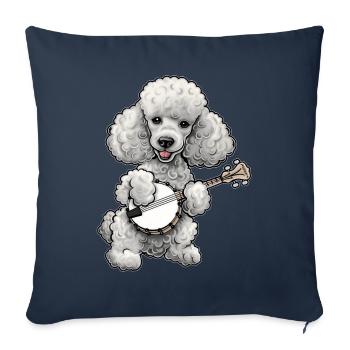 Caniche Chien Bluegrass Joueur de banjo - Housse de coussin décorative 45 x 45 cm - bleu marine - Devant