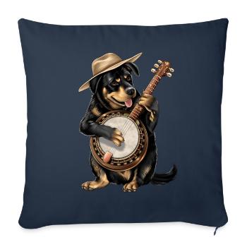 Rottweiler Dog Bluegrass Banjo Player - Sofa pillowcase 17,3'' x 17,3'' (45 x 45 cm) - navy - Front
