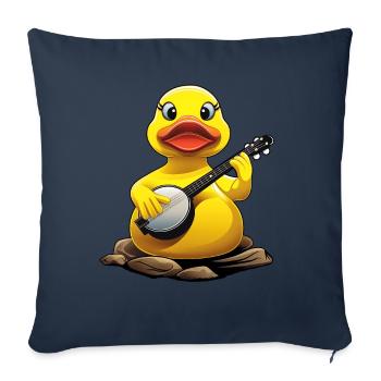 Joueur de banjo Rubber Duck Ducky Bluegrass - Housse de coussin décorative 45 x 45 cm - bleu marine - Devant