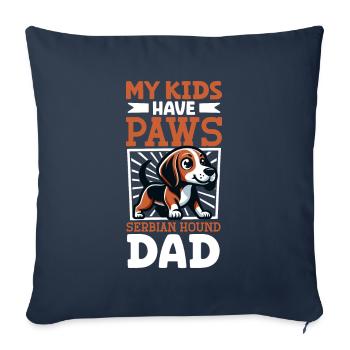 Papa lévrier serbe - Housse de coussin décorative 45 x 45 cm - bleu marine - Devant