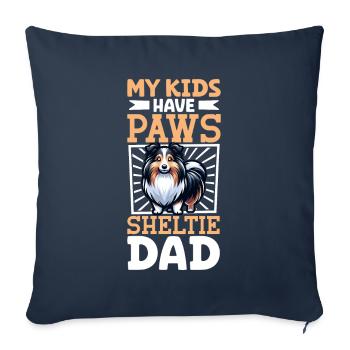 Chien de berger Shetland papa - Housse de coussin décorative 45 x 45 cm - bleu marine - Devant