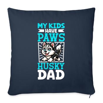 Papa husky sibérien - Housse de coussin décorative 45 x 45 cm - bleu marine - Devant