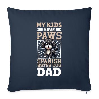 Chien d’eau espagnol papa - Housse de coussin décorative 45 x 45 cm - bleu marine - Devant