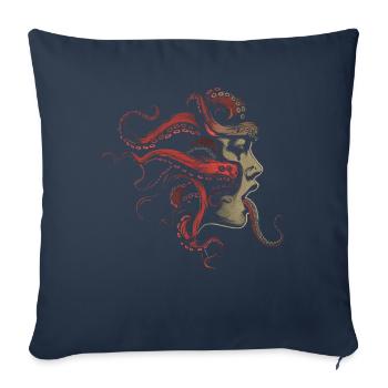 Weirdcore Aesthetic Octopus Woman Face Horror - Sofa pillowcase 17,3'' x 17,3'' (45 x 45 cm) - navy - Front