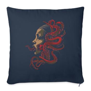 Weirdcore Aesthetic Octopus Woman Face Horror - Sofa pillowcase 17,3'' x 17,3'' (45 x 45 cm) - navy - Front