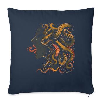 Weirdcore Aesthetic Octopus Woman Face Horror - Sofa pillowcase 17,3'' x 17,3'' (45 x 45 cm) - navy - Front