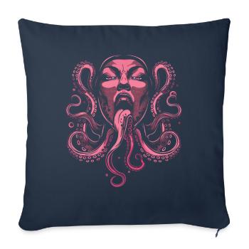 Weirdcore Aesthetic Octopus Woman Face Horror - Sofa pillowcase 17,3'' x 17,3'' (45 x 45 cm) - navy - Front