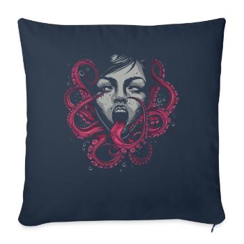 Weirdcore Aesthetic Octopus Woman Face Horror - Sofa pillowcase 17,3'' x 17,3'' (45 x 45 cm) - navy - Front