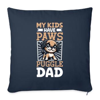 Papa Puggle - Housse de coussin décorative 45 x 45 cm - bleu marine - Devant