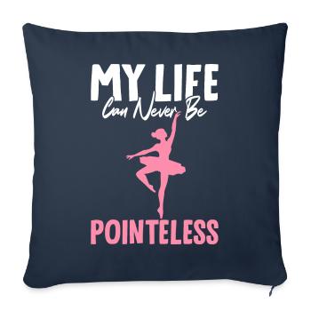 Ballerine Ballet danseuse Punchline La vie peut être n - Housse de coussin décorative 45 x 45 cm - bleu marine - Devant