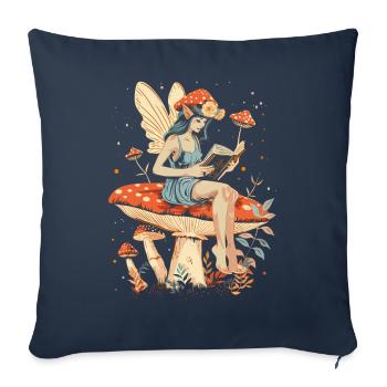 Cottagecore Aesthetic Fairy Book Mushroom Witch Fairyc - Sofa pillowcase 17,3'' x 17,3'' (45 x 45 cm) - navy - Front