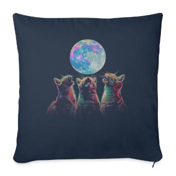 Chat américain à poil court Lune hurlante - Housse de coussin décorative 45 x 45 cm - bleu marine - Devant