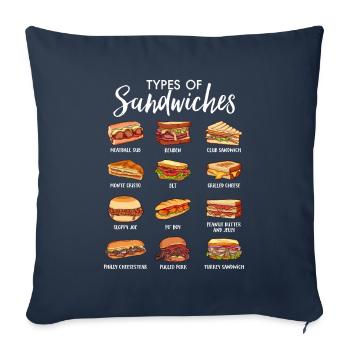 Le monde des sandwichs - Housse de coussin décorative 45 x 45 cm - bleu marine - Devant