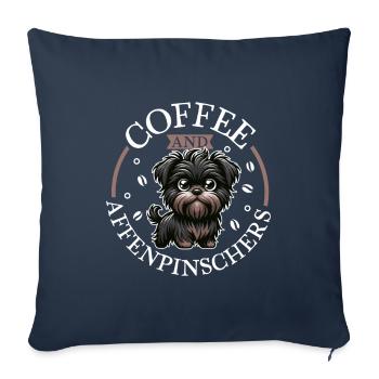 Coffee and Affenpinscher - Sofa pillowcase 17,3'' x 17,3'' (45 x 45 cm) - navy - Front