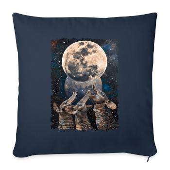 Tatou, animal, lune hurlante - Housse de coussin décorative 45 x 45 cm - bleu marine - Devant