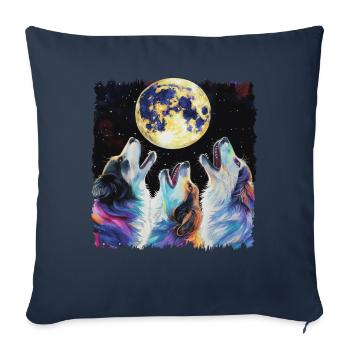 Australian Shepherd Dog Howling Moon - Sofa pillowcase 17,3'' x 17,3'' (45 x 45 cm) - navy - Front