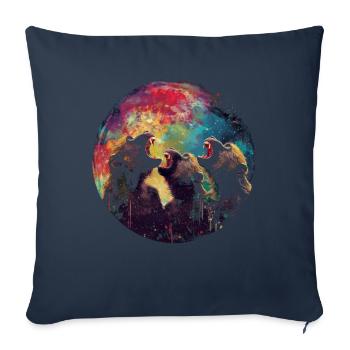 Baboon Monkey Howling Moon - Sofa pillowcase 17,3'' x 17,3'' (45 x 45 cm) - navy - Front