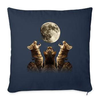 Chat du Bengale Lune Hurlante - Housse de coussin décorative 45 x 45 cm - bleu marine - Devant