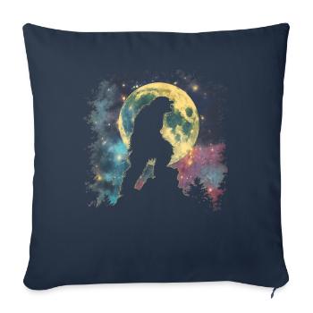 Bigfoot Sasquatch Yeti Howling Moon - Sofa pillowcase 17,3'' x 17,3'' (45 x 45 cm) - navy - Front
