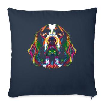 Springer Épagneul Chien Popart - Housse de coussin décorative 45 x 45 cm - bleu marine - Devant