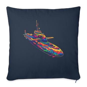 Sous-marin sous-marinier Veteran Popart - Housse de coussin décorative 45 x 45 cm - bleu marine - Devant