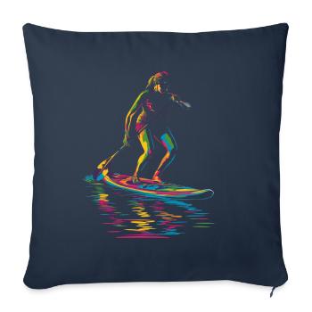 SUP Stand Up Paddling Paddle Board Popart - Sofa pillowcase 17,3'' x 17,3'' (45 x 45 cm) - navy - Front