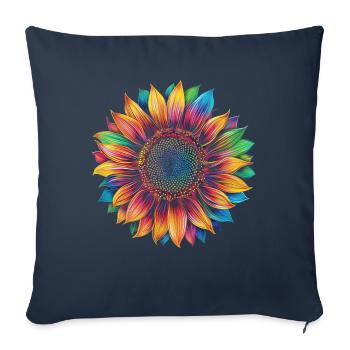 Fleur de tournesol Popart - Housse de coussin décorative 45 x 45 cm - bleu marine - Devant