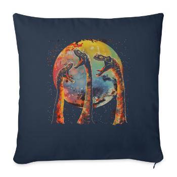 Brachiosaure dinosaure lune hurlante - Housse de coussin décorative 45 x 45 cm - bleu marine - Devant