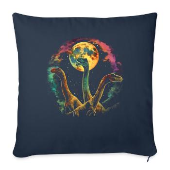 Brachiosaure dinosaure lune hurlante - Housse de coussin décorative 45 x 45 cm - bleu marine - Devant
