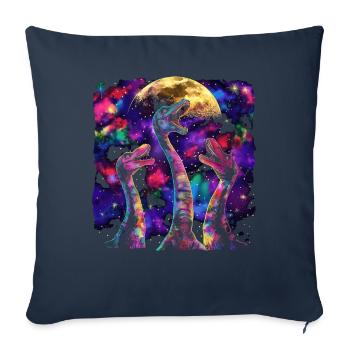 Brachiosaure dinosaure lune hurlante - Housse de coussin décorative 45 x 45 cm - bleu marine - Devant