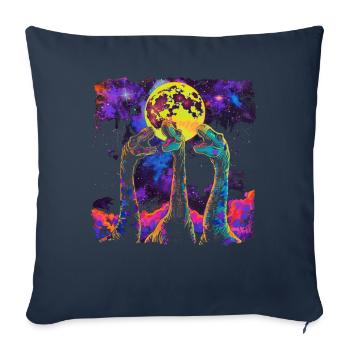 Brachiosaure dinosaure lune hurlante - Housse de coussin décorative 45 x 45 cm - bleu marine - Devant