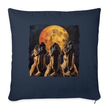 Bullmastiff Chien Lune Hurlante - Housse de coussin décorative 45 x 45 cm - bleu marine - Devant