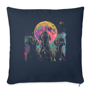 Bullmastiff Chien Lune Hurlante - Housse de coussin décorative 45 x 45 cm - bleu marine - Devant