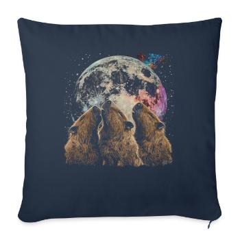 Capybara Capibara Lune hurlante - Housse de coussin décorative 45 x 45 cm - bleu marine - Devant