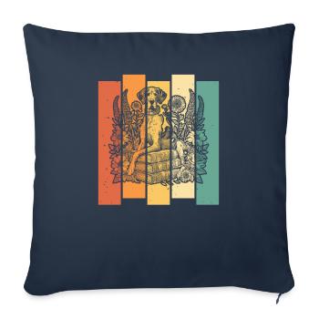 Lecteur de livre de fleurs dogue allemand - Housse de coussin décorative 45 x 45 cm - bleu marine - Devant