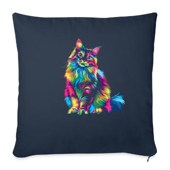 Ragdoll Chat Popart - Housse de coussin décorative 45 x 45 cm - bleu marine - Devant