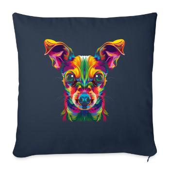 Rat Terrier Chien Popart - Housse de coussin décorative 45 x 45 cm - bleu marine - Devant