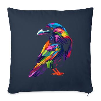 Corbeau Corbeau oiseau Popart - Housse de coussin décorative 45 x 45 cm - bleu marine - Devant