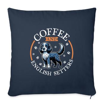 Coffee and English Setter - Sofa pillowcase 17,3'' x 17,3'' (45 x 45 cm) - navy - Front