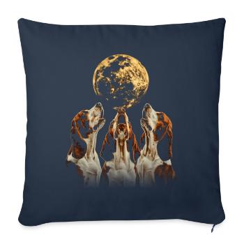 Basset Hound Chien Lune Hurlante - Housse de coussin décorative 45 x 45 cm - bleu marine - Devant