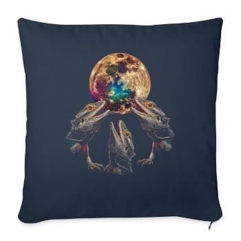 Bearded Dragon Lizard Howling Moon - Sofa pillowcase 17,3'' x 17,3'' (45 x 45 cm) - navy - Front