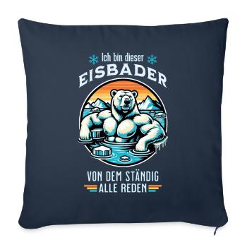 Der Eisbader Eisbär geht zum Winterschwimmen - Sofakissenbezug 45 x 45 cm - Navy - Vorne