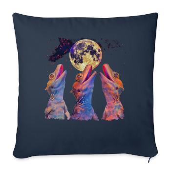 Lézard huppé Lune hurlante - Housse de coussin décorative 45 x 45 cm - bleu marine - Devant
