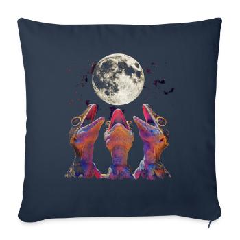 Lézard huppé Lune hurlante - Housse de coussin décorative 45 x 45 cm - bleu marine - Devant