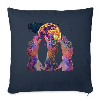 Lézard huppé Lune hurlante - Housse de coussin décorative 45 x 45 cm - bleu marine - Devant