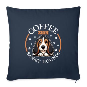 Coffee and Basset Hound - Sofa pillowcase 17,3'' x 17,3'' (45 x 45 cm) - navy - Front