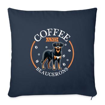 Café et Beauceron - Housse de coussin décorative 45 x 45 cm - bleu marine - Devant