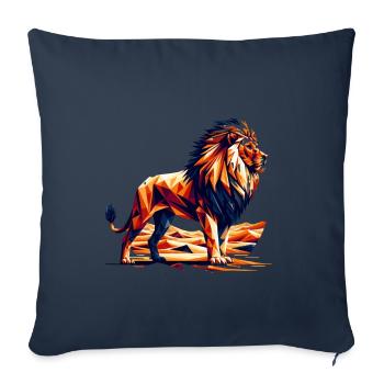 Polygon Lion Design Powerful Lion Geometry - Sofa pillowcase 17,3'' x 17,3'' (45 x 45 cm) - navy - Front
